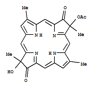 21H,23H-Porphine-7,17-dione,18-(acetyloxy)-8,18-dihydro-8-hydroxy-2,8,13,18-tetramethyl- (9CI)