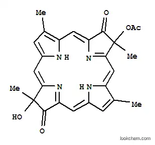 Molecular Structure of 169181-39-9 (21H,23H-Porphine-7,17-dione,18-(acetyloxy)-8,18-dihydro-8-hydroxy-2,8,13,18-tetramethyl- (9CI))