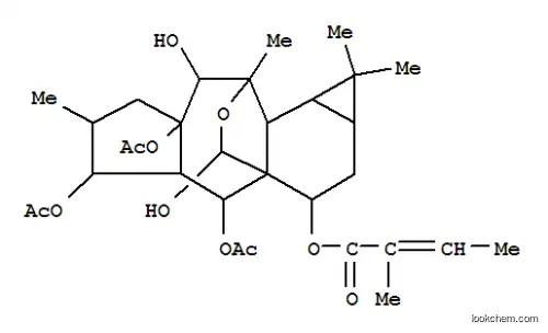 Molecular Structure of 173967-56-1 (2-Butenoic acid,2-methyl-,(1aS,3R,3aR,4R,4aR,5S,6S,7aR,8R,9R,9aR,9bS,11R)-4,5,7a-tris(acetyloxy)tetradecahydro-8,11-dihydroxy-1,1,6,9-tetramethyl-9,3a-(epoxymethano)-3aH-cyclopropa[3,4]benz[1,2-f]azulen-3-ylester, (2E)- (9CI))