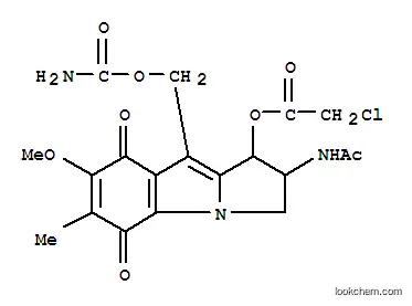 Molecular Structure of 25998-08-7 (2-(acetylamino)-9-[(carbamoyloxy)methyl]-7-methoxy-6-methyl-5,8-dioxo-2,3,5,8-tetrahydro-1H-pyrrolo[1,2-a]indol-1-yl chloroacetate)
