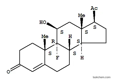 Molecular Structure of 339-02-6 ((8S,9R,10S,11S,13R,14S,17S)-17-acetyl-9-fluoro-11-hydroxy-10,13-dimeth yl-2,6,7,8,11,12,14,15,16,17-decahydro-1H-cyclopenta[a]phenanthren-3-o ne)