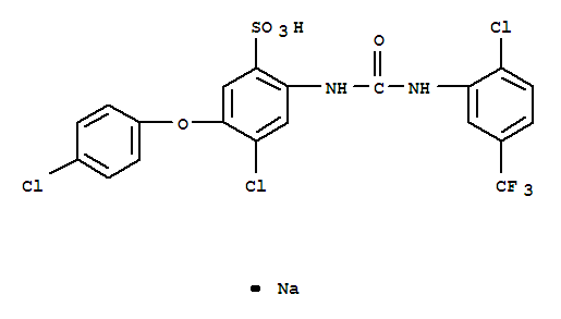 Benzenesulfonic acid,4-chloro-5-(4-chlorophenoxy)-2-[[[[2-chloro-5-(trifluoromethyl)phenyl]amino]carbonyl]amino]-,sodium salt (1:1) cas  444-61-1