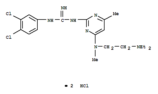 Guanidine,N-(3,4-dichlorophenyl)-N'-[4-[[2-(diethylamino)ethyl]methylamino]-6-methyl-2-pyrimidinyl]-,hydrochloride (1:2) cas  51387-06-5