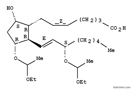 Molecular Structure of 53053-56-8 ((5Z,13E,15S)-11alpha,15-bis(1-ethoxyethoxy)-9alpha-hydroxyprosta-5,13-dien-1-oic acid)