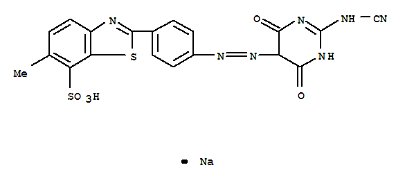 7-Benzothiazolesulfonicacid,2-[4-[2-[2-(cyanoamino)-1,4,5,6-tetrahydro-4,6-dioxo-5-pyrimidinyl]diazenyl]phenyl]-6-methyl-,sodium salt (1:1)