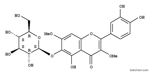 Molecular Structure of 64190-90-5 (2-(3,4-dihydroxyphenyl)-5-hydroxy-3,7-dimethoxy-4-oxo-4H-chromen-6-yl beta-D-glucopyranoside)