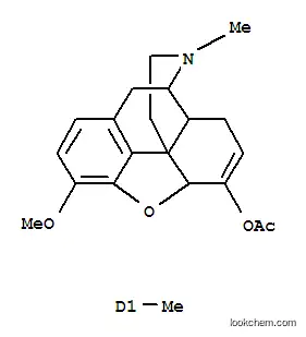 Molecular Structure of 69928-60-5 (Morphinan-6-ol,6,7-didehydro-4,5-epoxy-3-methoxy-17,?-dimethyl-, acetate (ester), (5a)- (9CI))