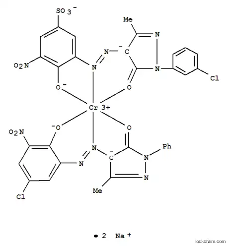 Molecular Structure of 72017-66-4 (Chromate(2-),[4-[2-[5-chloro-2-(hydroxy-kO)-3-nitrophenyl]diazenyl-kN1]-2,4-dihydro-5-methyl-2-phenyl-3H-pyrazol-3-onato(2-)-kO3][3-[2-[1-(3-chlorophenyl)-4,5-dihydro-3-methyl-5-(oxo-kO)-1H-pyrazol-4-yl]diazenyl-kN1]-4-(hydroxy-kO)-5-nitrobenzenesulfonato(3-)]-,sodium (1:2))