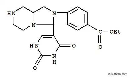 Molecular Structure of 7542-46-3 (ethyl 4-[3-(2,4-dioxo-1,2,3,4-tetrahydropyrimidin-5-yl)hexahydroimidazo[1,5-a]pyrazin-2(3H)-yl]benzoate)