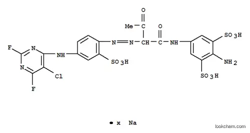 Molecular Structure of 83399-90-0 (2-amino-5-[[2-[[4-[(5-chloro-2,6-difluoro-4-pyrimidinyl)amino]-2-sulphophenyl]azo]-3-oxobutyroyl]amino]benzene-1,3-disulphonic acid, sodium salt)