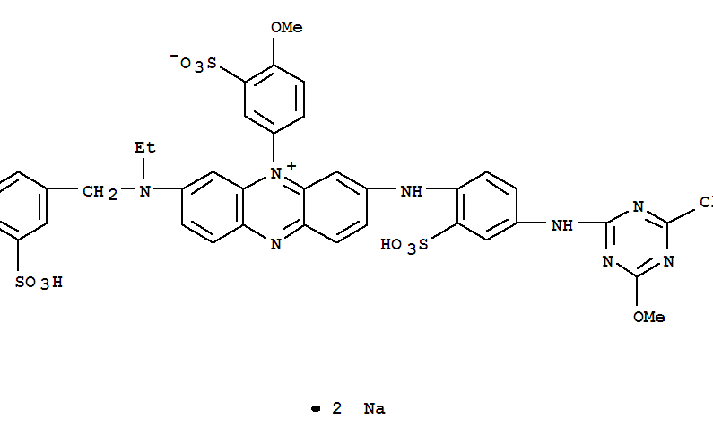 Phenazinium,3-[[4-[(4-chloro-6-methoxy-1,3,5-triazin-2-yl)amino]-2-sulfophenyl]amino]-7-[ethyl[(3-sulfophenyl)methyl]amino]-5-(4-methoxy-3-sulfophenyl)-,inner salt, sodium salt (1:2)