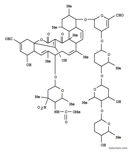 Molecular Structure of 85209-36-5 (18H-16a,19-Metheno-16aH-benzo[b]naphth[2,1-j]oxacyclotetradecin-15-carboxaldehyde,4-[[(2R,4R)-4-[[(2S,5R,6S)-5-[[2,6-dideoxy-4-O-[(2S,5R,6S)-tetrahydro-5-hydroxy-6-methyl-2H-pyran-2-yl]-a-L-ribo-hexopyranosyl]oxy]tetrahydro-6-methyl-2H-pyran-2-yl]oxy]-6-formyl-3,4-dihydro-2H-pyran-2-yl]oxy]-1,2,3,4,4a,6a,9,10,12a,13,16,20,20a,20b-tetradecahydro-13,21-dihydroxy-1,3,7,11,20a-pentamethyl-18,20-dioxo-10-[[2,3,4,6-tetradeoxy-4-[(methoxycarbonyl)amino]-3-C-methyl-3-nitro-b-D-xylo-hexopyranosyl]oxy]-,(1S,3S,4S,4aS)