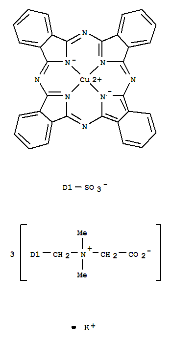 Cuprate(1-),[N,N',N''-tris(carboxymethyl)-N,N,N',N',N'',N''-hexamethyl-C-sulfo-29H,31H-phthalocyanine-C,C,C-trimethanaminiumato(6-)-N29,N30,N31,N32]-,potassium (9CI)