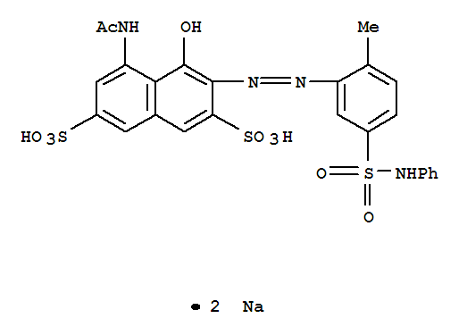 2,7-Naphthalenedisulfonicacid,5-(acetylamino)-4-hydroxy-3-[2-[2-methyl-5-[(phenylamino)sulfonyl]phenyl]diazenyl]-,sodium salt (1:2)