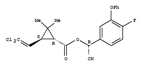 Cyclopropanecarboxylicacid, 3-(2,2-dichloroethenyl)-2,2-dimethyl-,(R)-cyano(4-fluoro-3-phenoxyphenyl)methyl ester, (1R,3S)-rel-