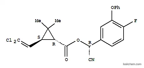 Molecular Structure of 86560-94-3 (Cyclopropanecarboxylicacid, 3-(2,2-dichloroethenyl)-2,2-dimethyl-,(R)-cyano(4-fluoro-3-phenoxyphenyl)methyl ester, (1R,3S)-rel-)