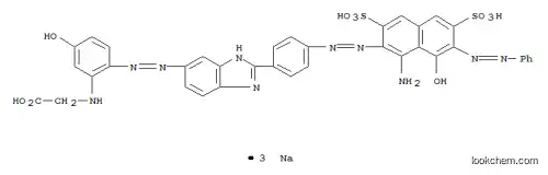 Molecular Structure of 93857-61-5 (trisodium N-[2-[[2-[4-[[1-amino-8-hydroxy-7-(phenylazo)-3,6-disulphonato-2-naphthyl]azo]phenyl]-1H-benzimidazol-5-yl]azo]-5-hydroxyphenyl]glycinate)