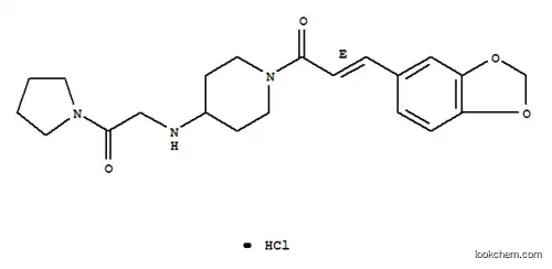 Molecular Structure of 97167-72-1 (4-Piperidinamine,1-[(2E)-3-(1,3-benzodioxol-5-yl)-1-oxo-2-propenyl]-N-[2-oxo-2-(1-pyrrolidinyl)ethyl]-,monohydrochloride (9CI))