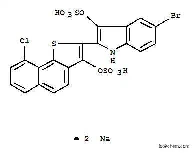 Molecular Structure of 10134-35-7 (disodium 5-bromo-2-[9-chloro-3-(sulphonatooxy)naphtho[1,2-b]thien-2-yl]-1H-indol-3-yl sulphate)