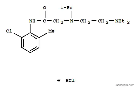 Molecular Structure of 102489-51-0 (2-[(2-chloro-6-methyl-phenyl)carbamoylmethyl-propan-2-yl-amino]ethyl-d iethyl-azanium chloride)