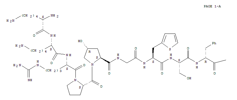 L-Arginine,L-lysyl-L-lysyl-L-arginyl-L-prolyl-(4R)-4-hydroxy-L-prolylglycyl-3-(2-thienyl)-L-alanyl-L-seryl-D-phenylalanyl-3-(2-thienyl)-L-alanyl-(9CI)