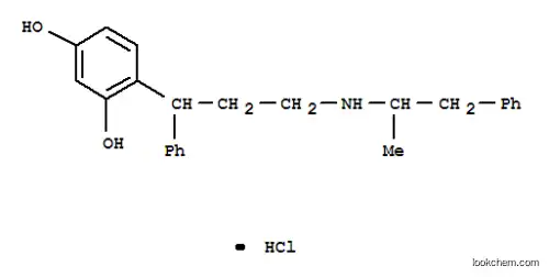 Molecular Structure of 103849-39-4 (1,3-Benzenediol, 4-(3-((1-methyl-2-phenylethyl)amino)-1-phenylpropyl)- , hydrochloride)