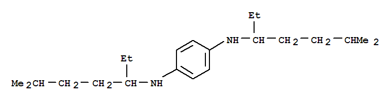 Molecular Structure of 104093-14-3 (1,4-Benzenediamine,N1,N4-bis(1-ethyl-4-methylpentyl)-)