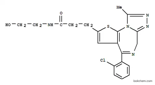 Molecular Structure of 105219-71-4 (6H-Thieno(3,2-f)(1,2,4)triazolo(4,3-a)(1,4)diazepine-2-propanamide, 4- (2-chlorophenyl)-N-(2-hydroxyethyl)-9-methyl-)