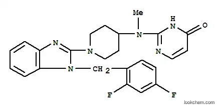 Molecular Structure of 108612-71-1 (2-[{1-[1-(2,4-difluorobenzyl)-1H-benzimidazol-2-yl]piperidin-4-yl}(methyl)amino]pyrimidin-4(3H)-one)