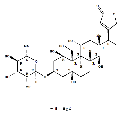 Card-20(22)-enolide,3-[(6-deoxy-a-L-mannopyranosyl)oxy]-1,5,11,14,19-pentahydroxy-,hydrate (1:8), (1b,3b,5b,11a)-