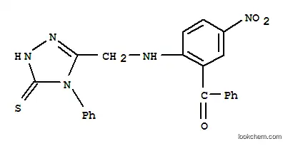 Molecular Structure of 111070-79-2 ([5-nitro-2-[(4-phenyl-5-sulfanylidene-1H-1,2,4-triazol-3-yl)methylamin o]phenyl]-phenyl-methanone)
