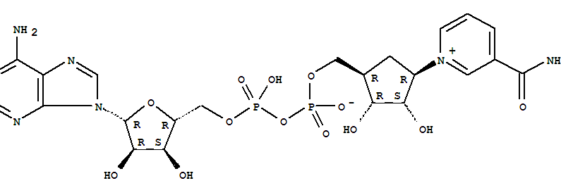 Molecular Structure of 112345-60-5 (Adenosine5'-(trihydrogen diphosphate),P'-[[(1R,2R,3S,4R)-4-[3-(aminocarbonyl)pyridinio]-2,3-dihydroxycyclopentyl]methyl]ester, inner salt)