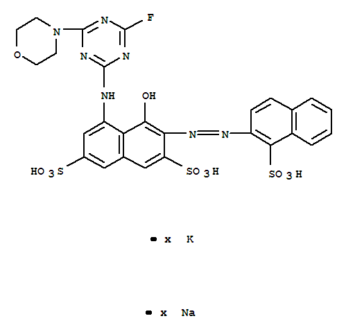 2,7-NAPHTHALENEDISULFONIC ACID 5-[[4-FLUORO-6-(4-MORPHOLINYL)-1,3,5-TRIAZIN-2-YL]AMINO]-4-HYDROXY-3-[(1-SULFO-2-NAPHTHALENYL)AZO]-,POTASSIUM SODIUM SALT