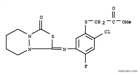 Molecular Structure of 117337-19-6 (Methyl 2-[2-chloro-4-fluoro-5-[(3-oxo-5,6,7,8-tetrahydro-[1,3,4]thiadiazolo[3,4-a]pyridazin-1-ylidene)amino]phenyl]sulfanylacetate)