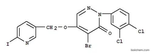 Molecular Structure of 122322-26-3 (3(2H)-Pyridazinone, 4-bromo-2-(3,4-dichlorophenyl)-5-((6-iodo-3-pyridi nyl)methoxy)-)
