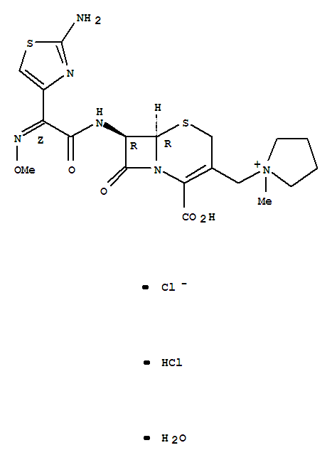 Pyrrolidinium,1-[[(6R,7R)-7-[[(2Z)-2-(2-amino-4-thiazolyl)-2-(methoxyimino)acetyl]amino]-2-carboxy-8-oxo-5-thia-1-azabicyclo[4.2.0]oct-2-en-3-yl]methyl]-1-methyl-,chloride, hydrochloride, hydrate (1:1
