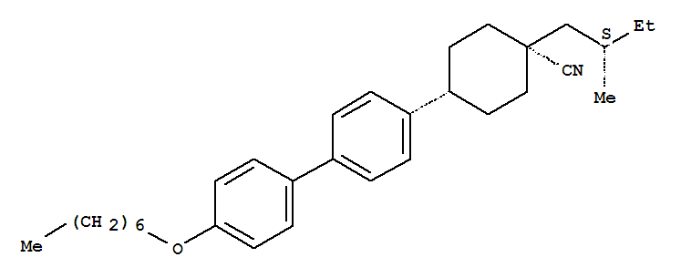 Molecular Structure of 124817-73-8 (Cyclohexanecarbonitrile,4-[4'-(heptyloxy)[1,1'-biphenyl]-4-yl]-1-[(2S)-2-methylbutyl]-, cis-)