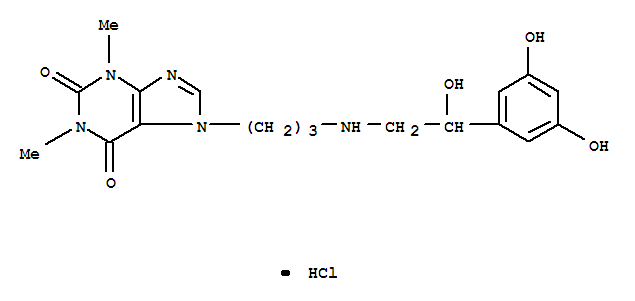 1H-Purine-2,6-dione,7-[3-[[2-(3,5-dihydroxyphenyl)-2-hydroxyethyl]amino]propyl]-3,7-dihydro-1,3-dimethyl-,hydrochloride (1:1)