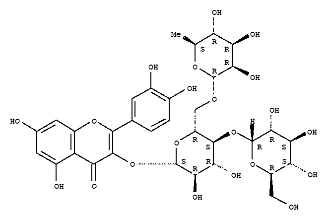2-(3,4-dihydroxyphenyl)-3-[(2S,3R,4R,5S,6R)-3,4-dihydroxy-5-[(2R,3R,4S,5S,6R)-3,4,5-trihydroxy-6-(hydroxymethyl)oxan-2-yl]oxy-6-[[(2R,3R,4R,5R,6S)-3,4,5-trihydroxy-6-methyloxan-2-yl]oxymethyl]oxan-2-y