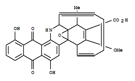 4a,14a-Epoxy-4,14-[3]hexene[1,5]diynonaphtho[2,3-c]phenanthridine-2-carboxylicacid, 1,4,7,12,13,14-hexahydro-6,11-dihydroxy-3-methoxy-1-methyl-7,12-dioxo-,(1R*,4S*,4aS*,14R*,14aR*)- (9CI)