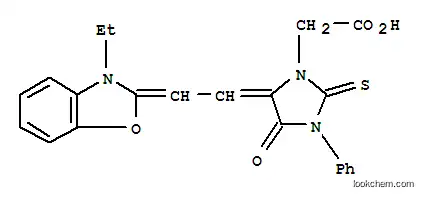 Molecular Structure of 13350-41-9 (1-CARBOXYMETHYL-3-PHENYL-5-(2-(3-ETHYL-2-BENZOXAZOLINYLIDENE)-ETHYLIDENE)-THIOHYDANTOIN)
