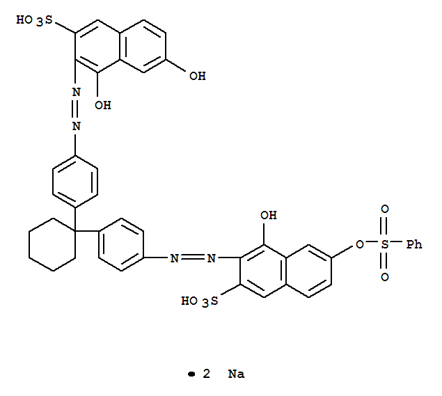 2-Naphthalenesulfonicacid,4,6-dihydroxy-3-[[4-[1-[4-[[1-hydroxy-7-[(phenylsulfonyl)oxy]-3-sulfo-2-naphthalenyl]azo]phenyl]cyclohexyl]phenyl]azo]-,disodium salt (9CI)