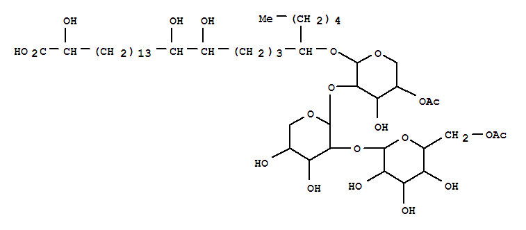 Hexacosanoic acid,21-[(O-6-O-acetyl-b-D-glucopyranosyl-(1?2)-O-b-D-xylopyranosyl-(1?2)-4-O-acetyl-b-D-xylopyranosyl)oxy]-2,16,17-trihydroxy-,(2S,16R,17S,21R)- (9CI)