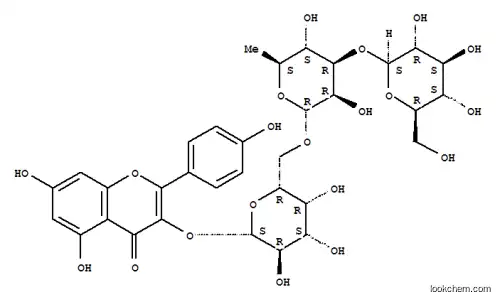 Molecular Structure of 134953-94-9 (kaempferol 3-glucosyl(1-3)rhamnosyl(1-6)galactoside)