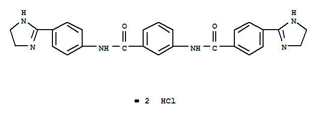Benzamide,3-[[4-(4,5-dihydro-1H-imidazol-2-yl)benzoyl]amino]-N-[4-(4,5-dihydro-1H-imidazol-2-yl)phenyl]-,hydrochloride (1:2) cas  13608-72-5