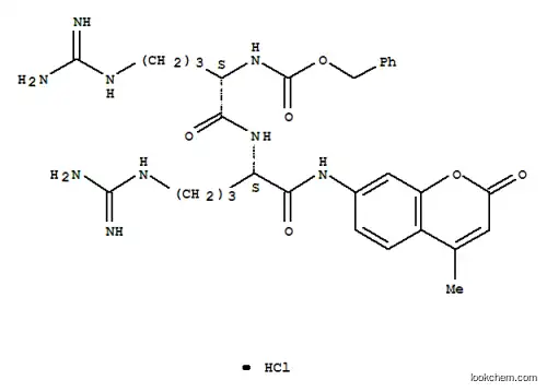 Molecular Structure of 136132-67-7 (N-ALPHA-CBZ-ARG-ARG 7-AMIDO-4-METHYLCOUMARIN HYDROCHLORIDE)