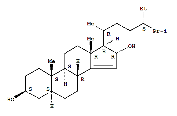 Stigmast-14-ene-3,16-diol,(3b,5a,16a,24S)- (9CI)