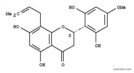 Molecular Structure of 144161-81-9 (4H-1-Benzopyran-4-one,2-(2,6-dihydroxy-4-methoxyphenyl)-2,3-dihydro-5,7-dihydroxy-8-(3-methyl-2-buten-1-yl)-,(2S)-)
