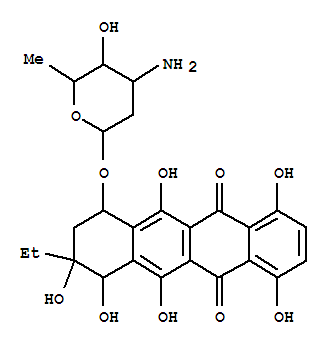 5,12-Naphthacenedione,10-[(3-amino-2,3,6-trideoxy-a-L-lyxo-hexopyranosyl)oxy]-8-ethyl-7,8,9,10-tetrahydro-1,4,6,7,8,11-hexahydroxy-,[7R-(7a,8b,10b)]- (9CI)(145165-10-2)