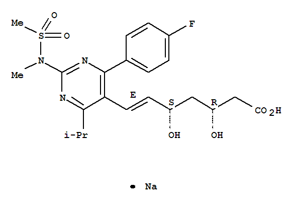 sodium,7-[4-(4-fluorophenyl)-2-[methyl(methylsulfonyl)amino]-6-propan-2-ylpyrimidin-5-yl]-3,5-dihydroxyhept-6-enoate cas no. 147098-18-8 98%